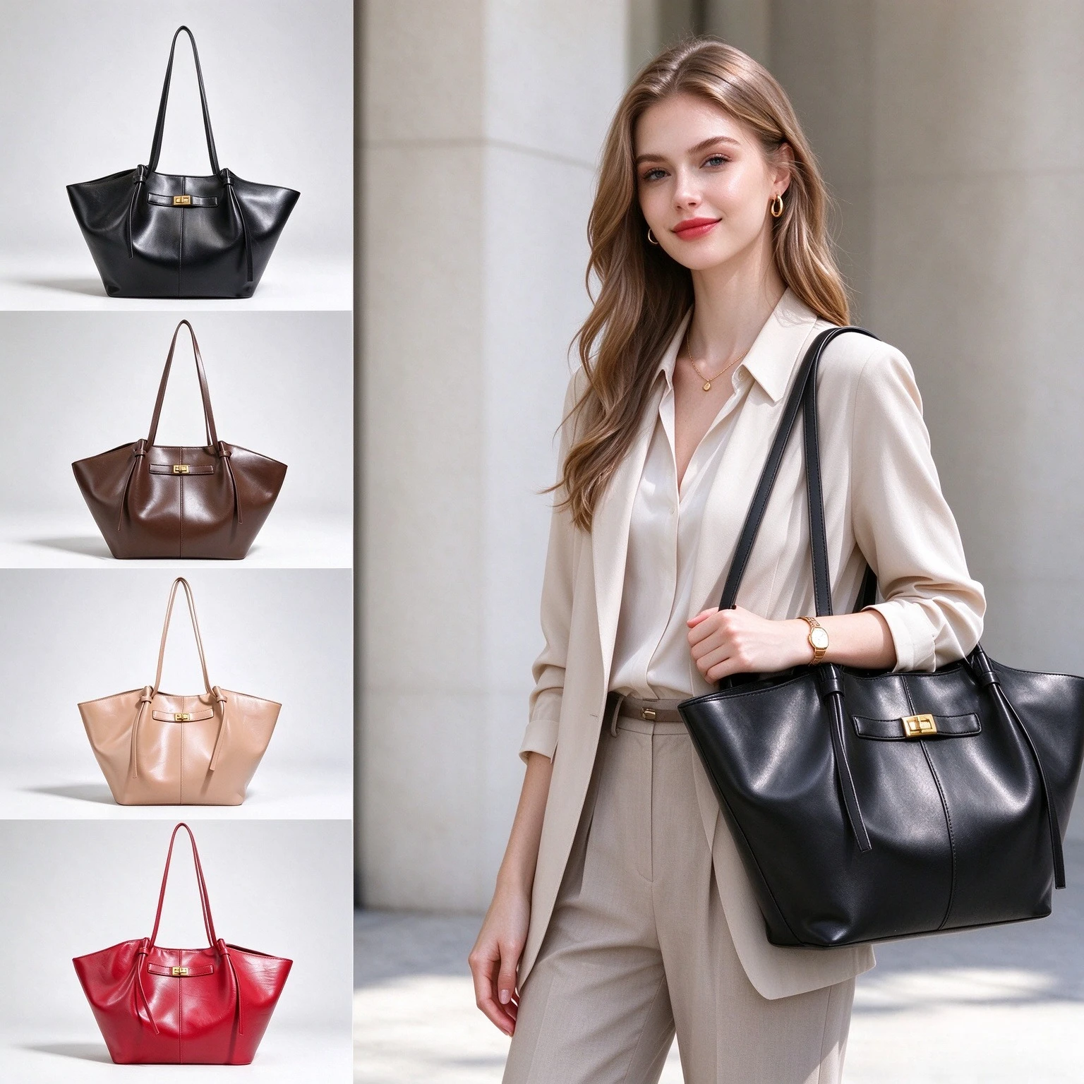 Leatherwork Designs - Women Luxury Wing Shape Tote Bag