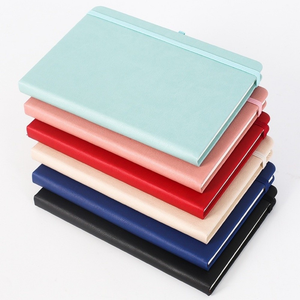 Leather Work Diary Covers - Mini Pocket Notebooks with Elastic Band